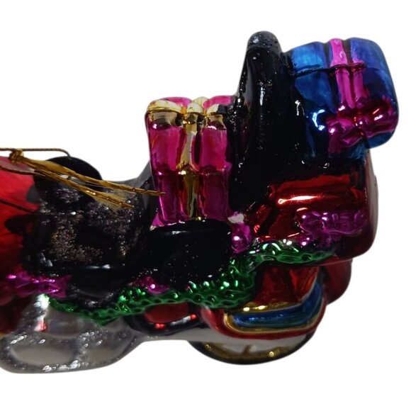 Vtg Glittering Glass Motorcycle Christmas Ornament With Gift multicolor - Picture 4 of 5
